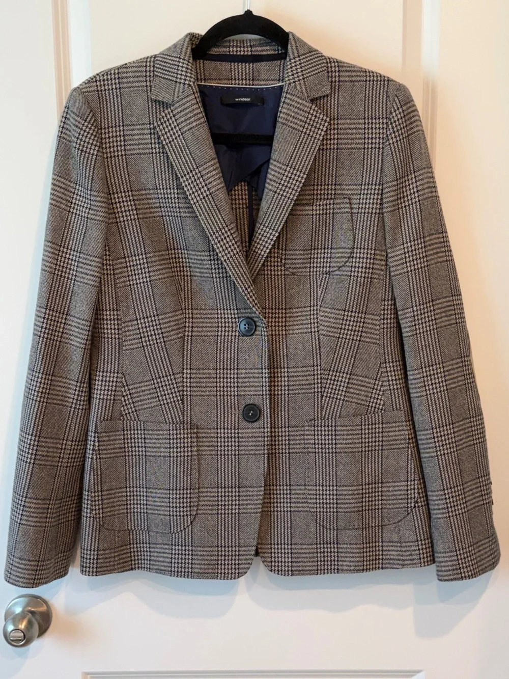 Windsor Blazer Men’s Size 40 Houndstooth Wool Blend Sport Coat Two Button Jacket